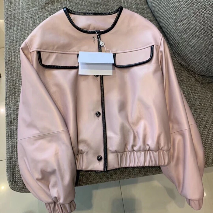 YUKOU женские пальто овечья кожа ветровка Женская Натуральная овечья кожа кожаные куртки Лучшие продажи розовый