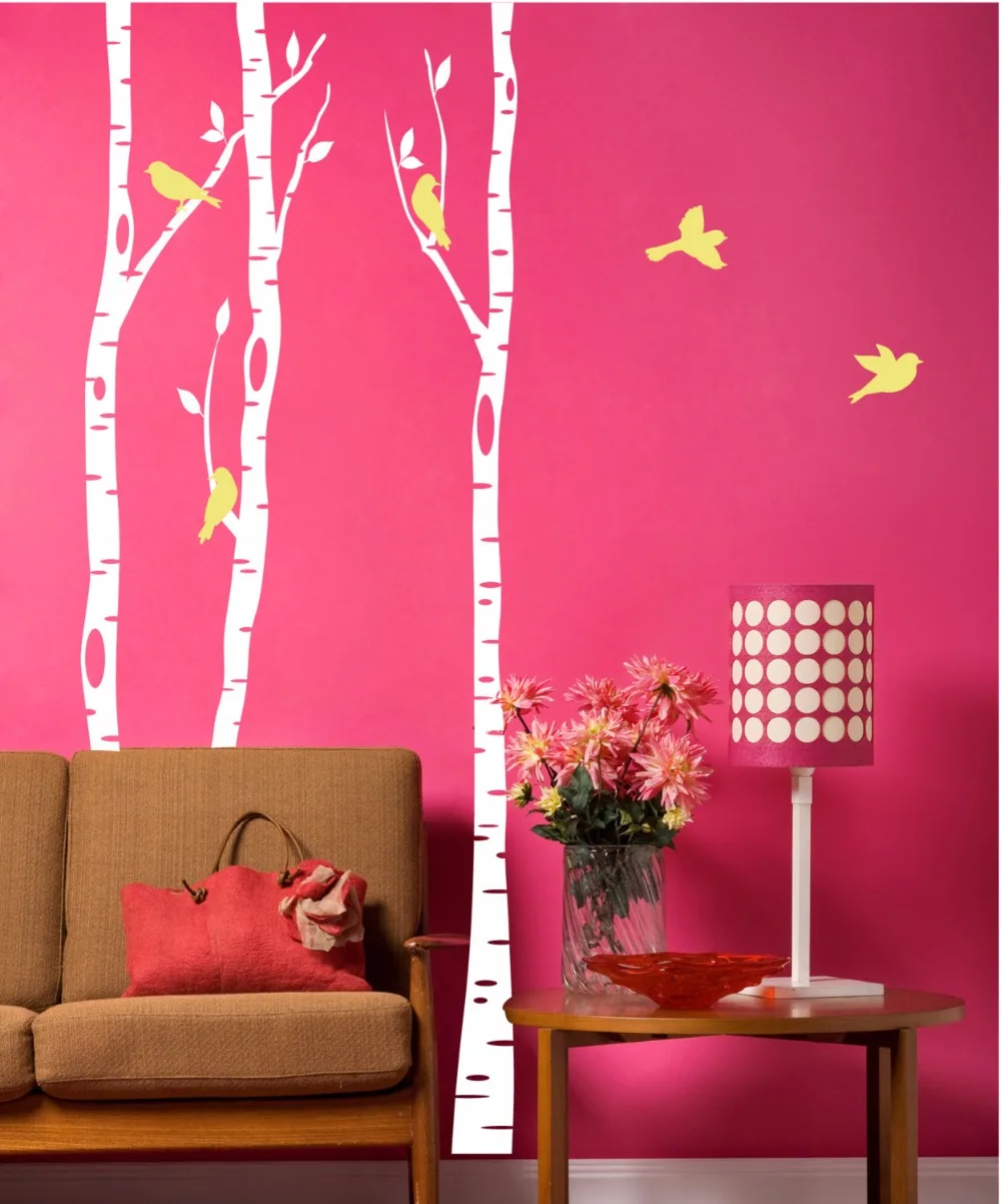 Huge Tree Wall Sticker Decal Tree Forest with Birds and Leaves Home