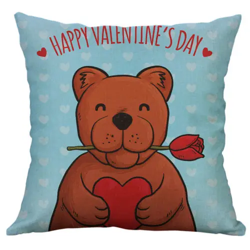 1Pcs Cotton Linen Square Home Decorative Valentine s Day Throw Pillow Case Cover Slipcover Waist Pillow Cover Cases 45x45cm
