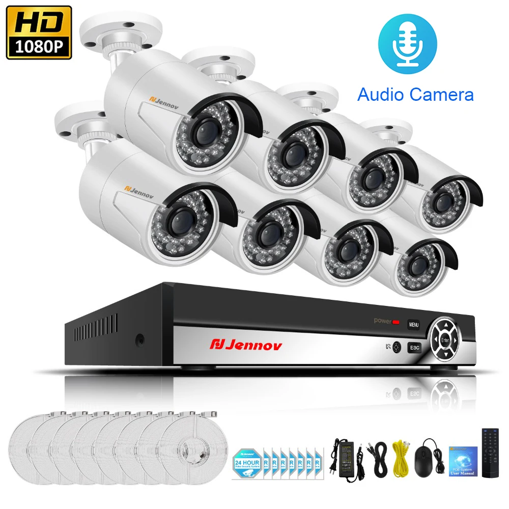 

Einnov 8CH POE Outdoor Video Surveillance Camera 1440P HD Home Security Camera System CCTV 5MP NVR Audio System 3MP Night Vision
