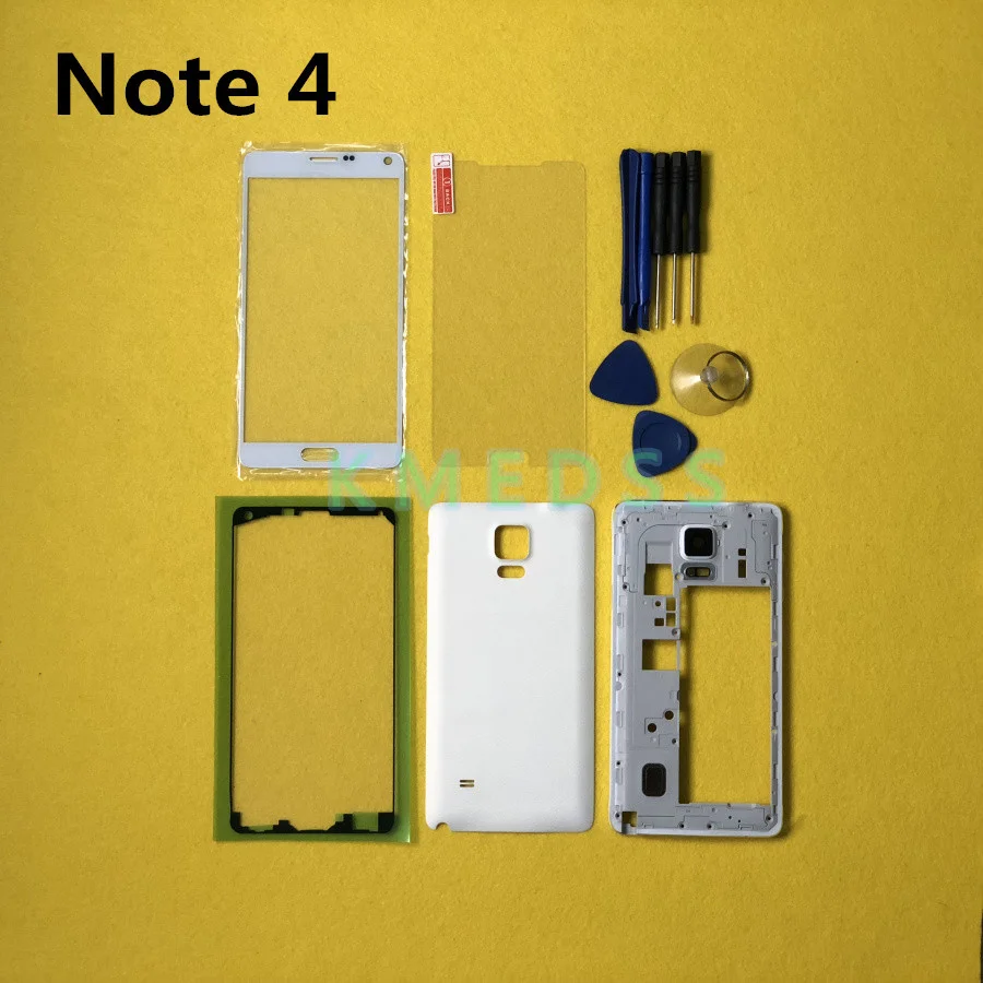 

Full Housing Case For Samsung Galaxy Note 4 N910 N910F LCD panel Middle Frame Battery door Cover + Front Glass Lens + tools