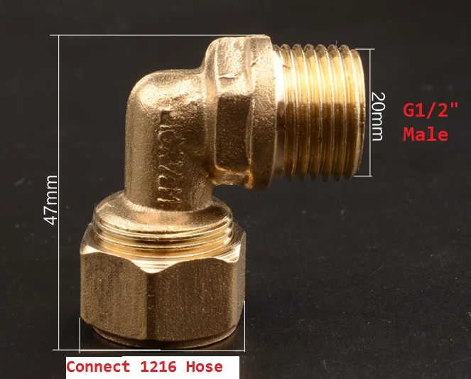 8Pcs/Lot Premintehdw Brass Hose Fitting Elbow Adapter G1/2" Male + G1/2