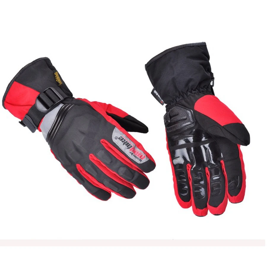 

Free shipping 1pair Men Full Finger Winter Moto Warm Windproof Waterproof Protective Motorcycle Gloves