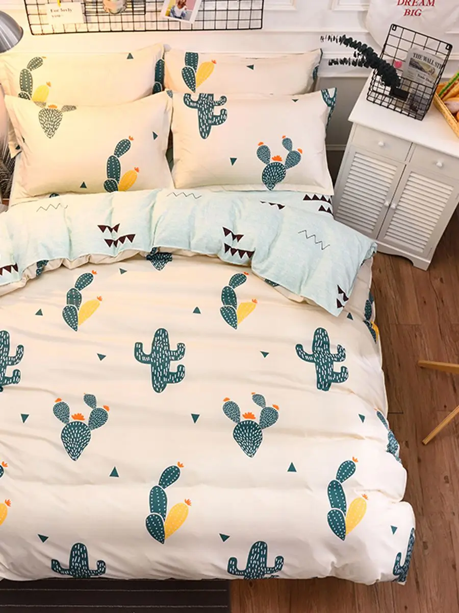 

4Pcs Bedding Set Adorable Plant Pattern Fresh Style Duvet Covers Set