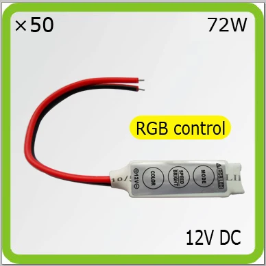 

Manufacturer 50 PACK 72W 12V RGB controller 3 key MINI LED strips led tape led strings accessories color changing decoration