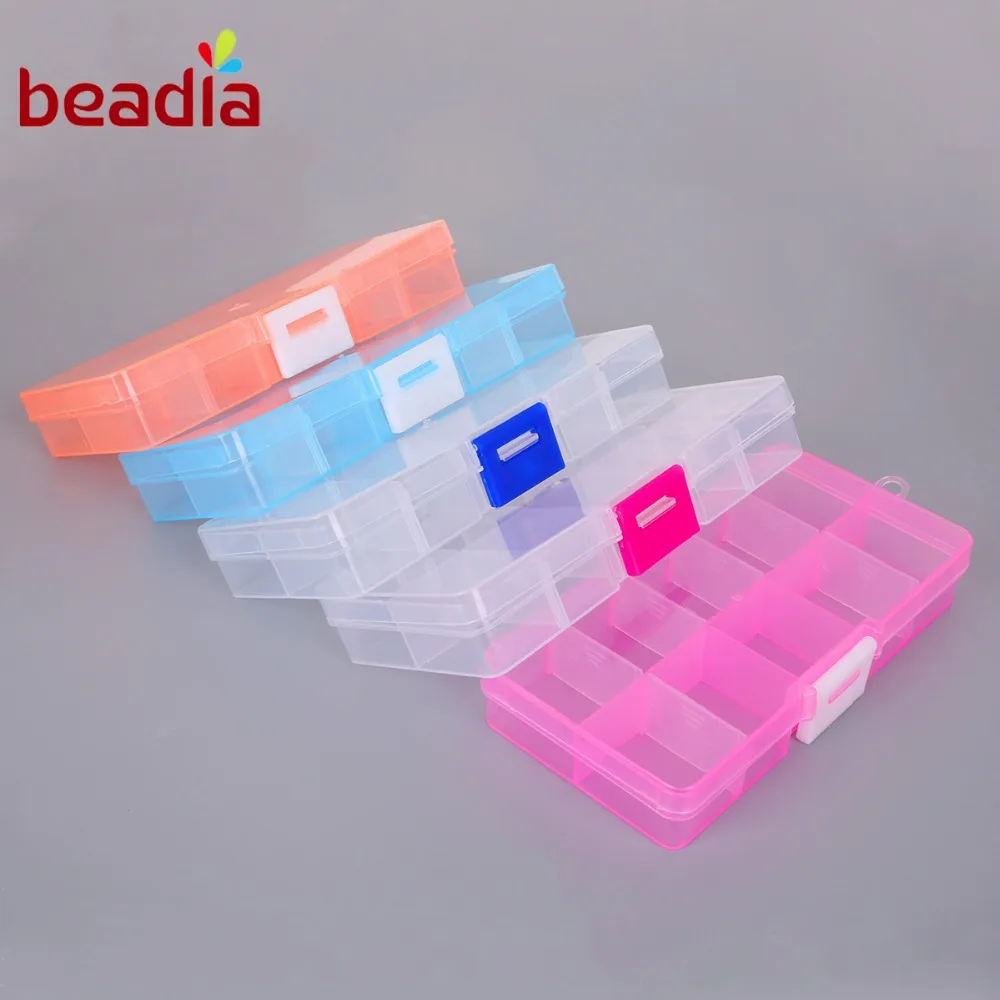

Hot 10 Slots Cells Transparent Plastic Acrylic Beading Storage Box Organizar Adjustable Splittable For Jewelry Packaging