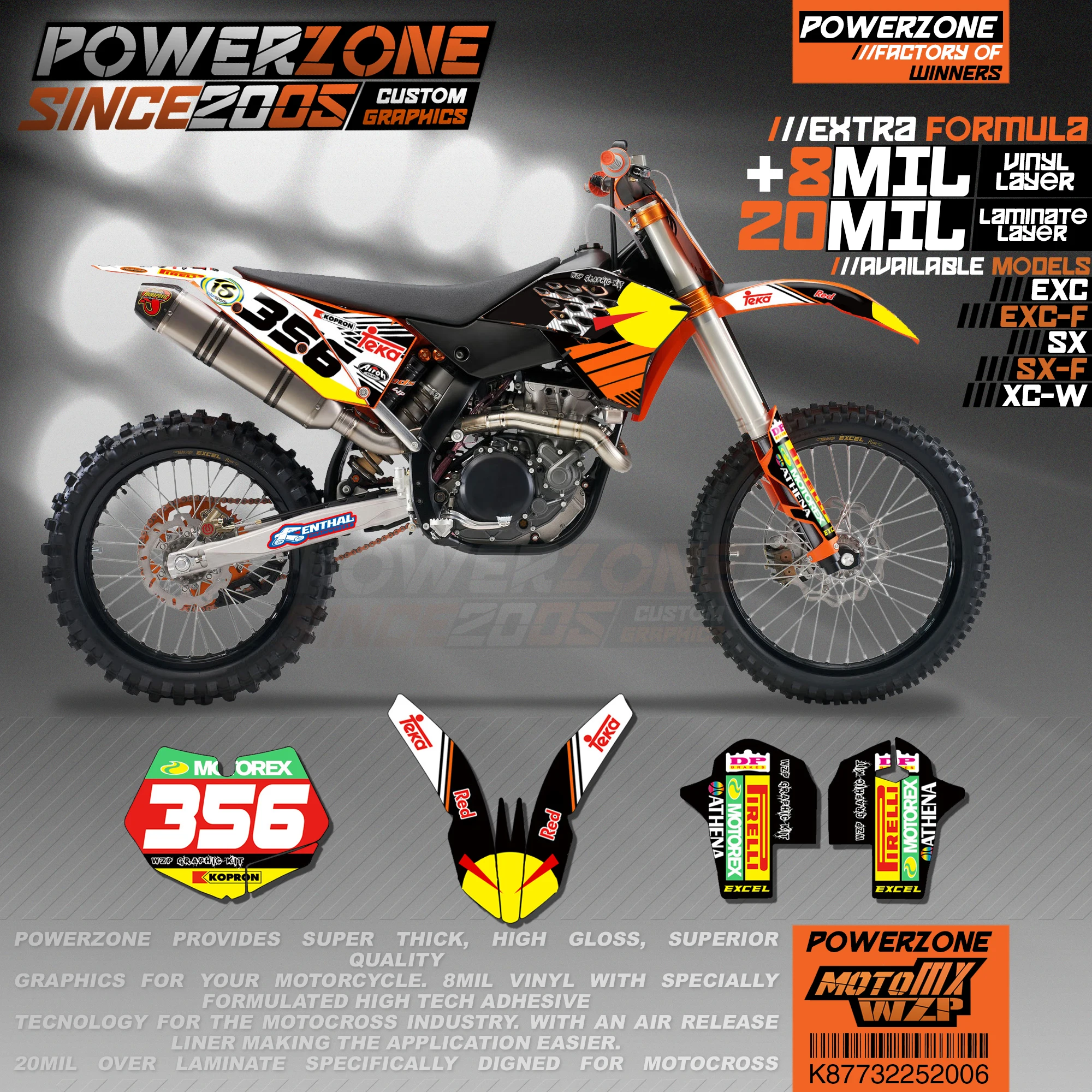 PowerZone пользовательские команды графики фоны наклейки 3m Набор для KTM SXF MX EXC XCW Enduro