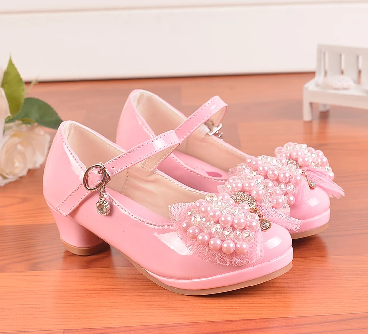 2016 Children Princess Sandals Kids S Wedding Shoes High Heels 2016 Children Princess Sandals Kids S Wedding Shoes High Heels Dress Bowknot Party For Pink Leather In From