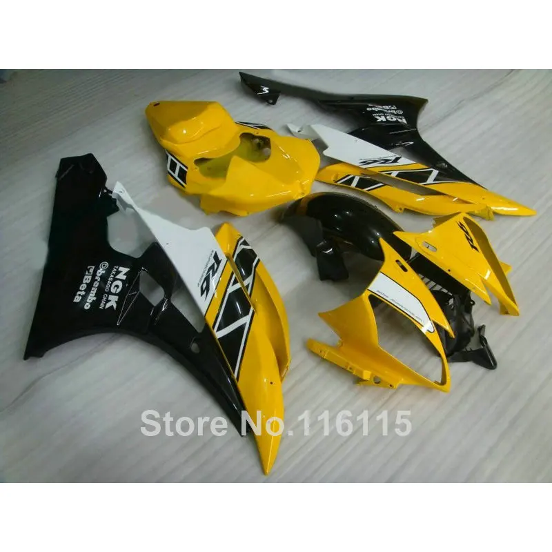 Литье под давлением ABS обтекателя комплект для YAMAHA YZF R6 2006 2007 Желтый Белый Черный Обтекатели высокого качества комплект YZF-R6 06 07 RF27