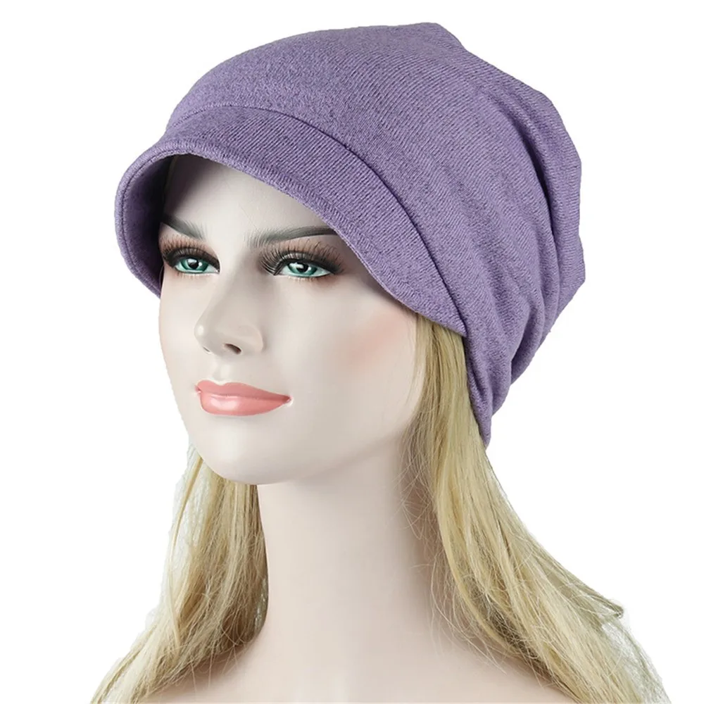 

Solid Women Hip Hop Caps Hats Casual Fashion Lady Vintage Sun Visor Female India Muslim Stretch Turban Hat High Quality C15
