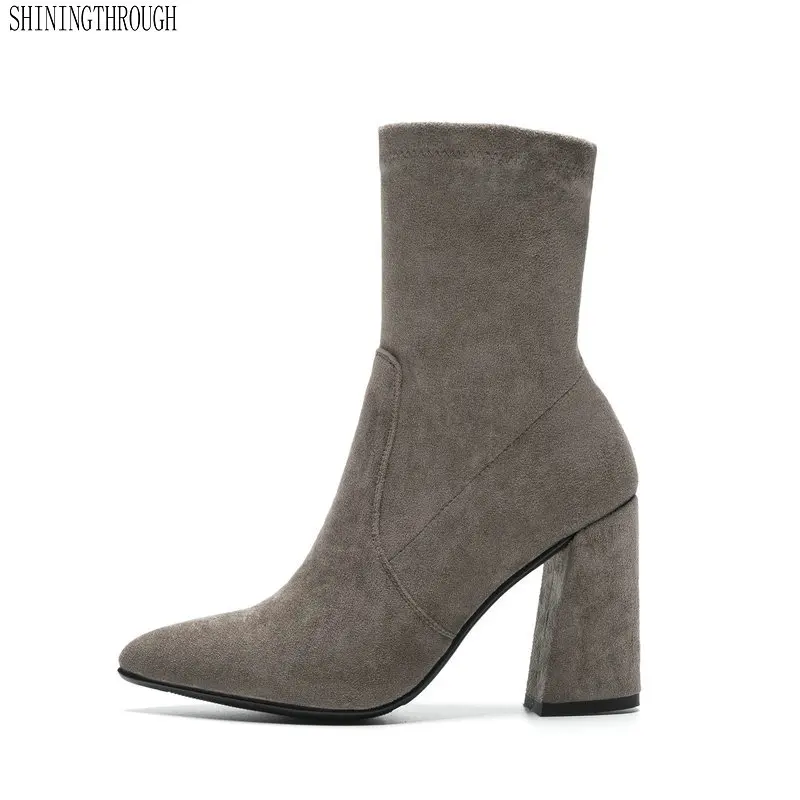 

New genuine leather women ankle boots 9cm super high heels ladies shoes elegant dress party shoes woman large size 43