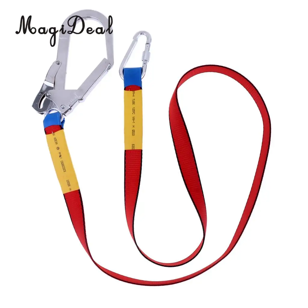 MagiDeal Outdoor Climbing Harness Belt Safety Lanyard Fall Protection with Carabiner for Emergency Climbing Caving Protection