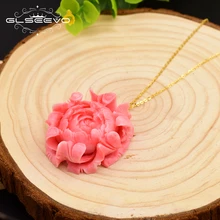 GLSEEVO, дизайн, 925 пробы, серебро, коралл, цветок, кулон, ожерелье для женщин, вечерние ювелирные изделия, Настраиваемые GN0072