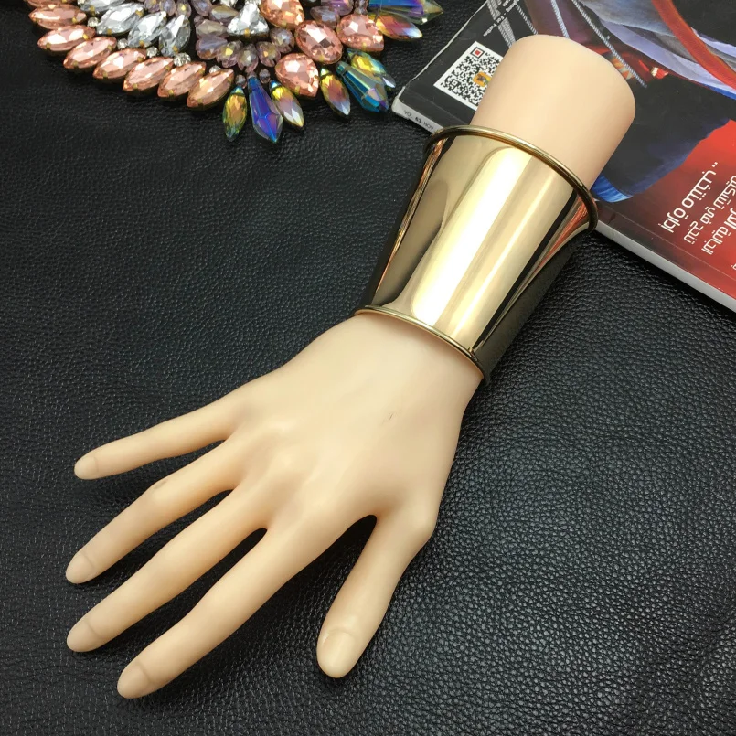 Простой дизайн, гладкие браслеты-манжеты из сплава для женщин, массивное ювелирное изделие, классический большой браслет, маншет, аксессуары UKMOC