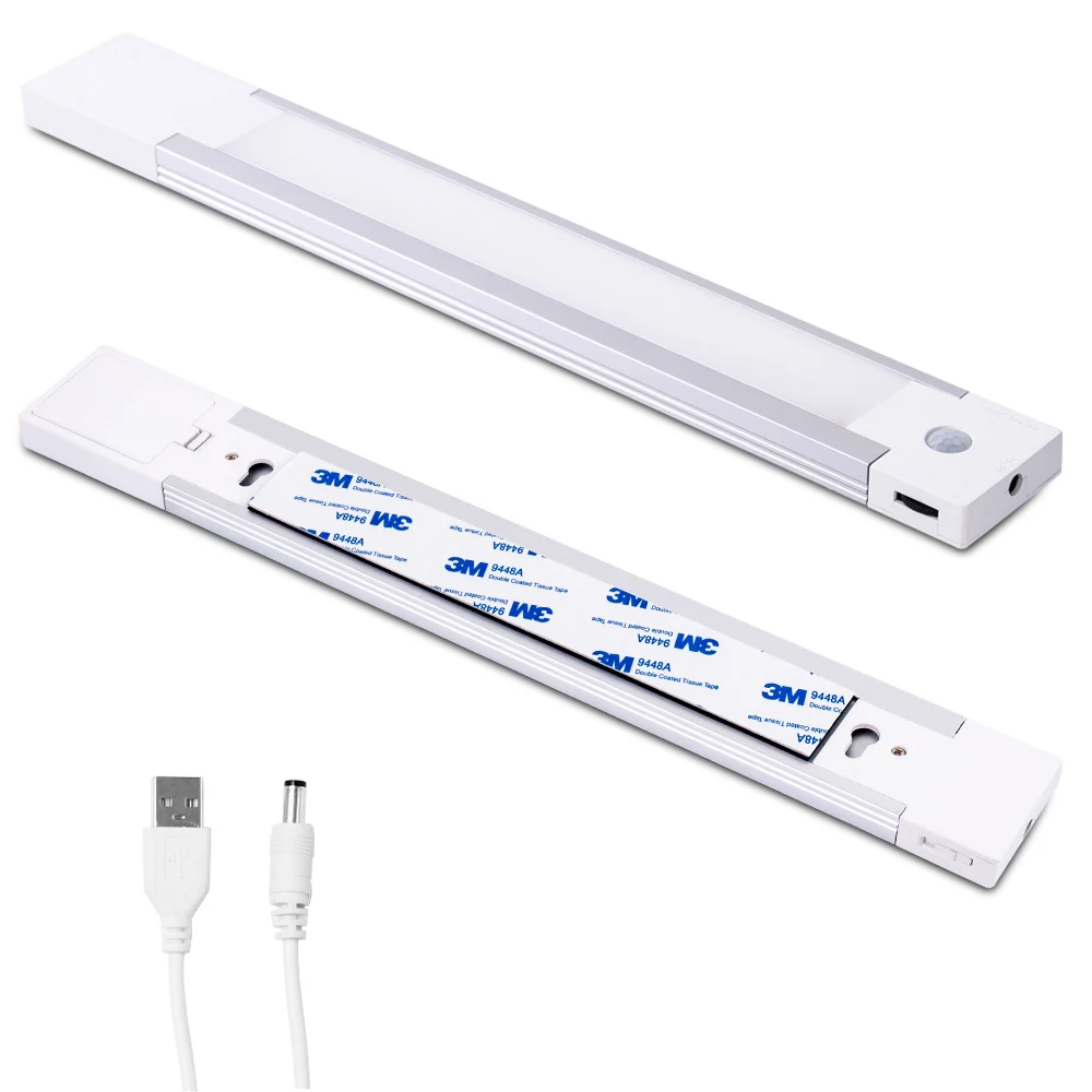Портативный USB шкаф Ночной свет бар, питание от батареи датчик движения затемняемый свет шкафа с магнитной палкой-на полоске для лестницы - Испускаемый цвет: cabinet night led