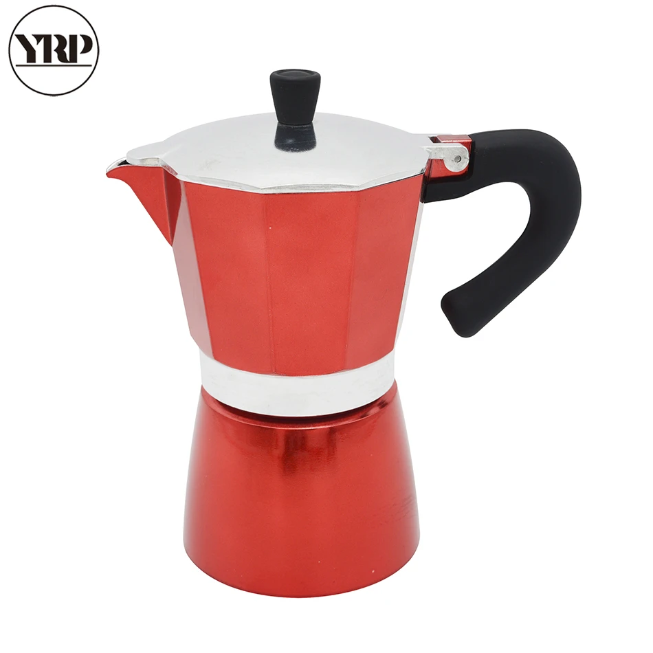 Кофеварка YRP красный алюминиевая для эспрессо Moka 6 чашек приготовления кофе на