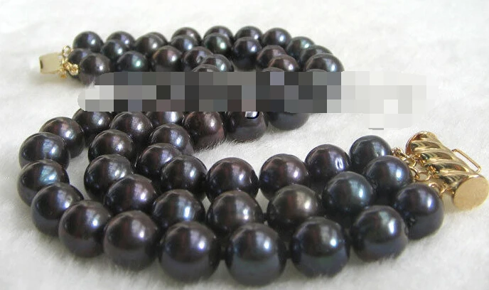 

0974 3row natural black round freshwater pearl bracele