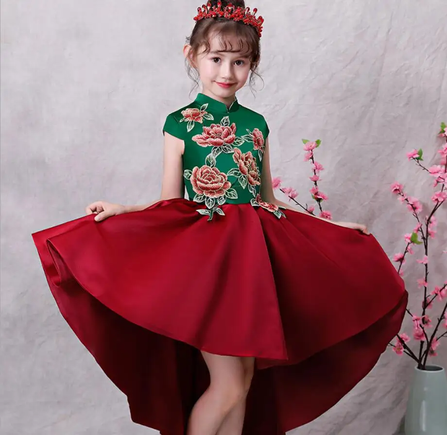 

Top Quality Kids Dresses For Girls Wedding Dress Teenagers embro Party Dress For Christmas Kids Girls Costumes HW2378