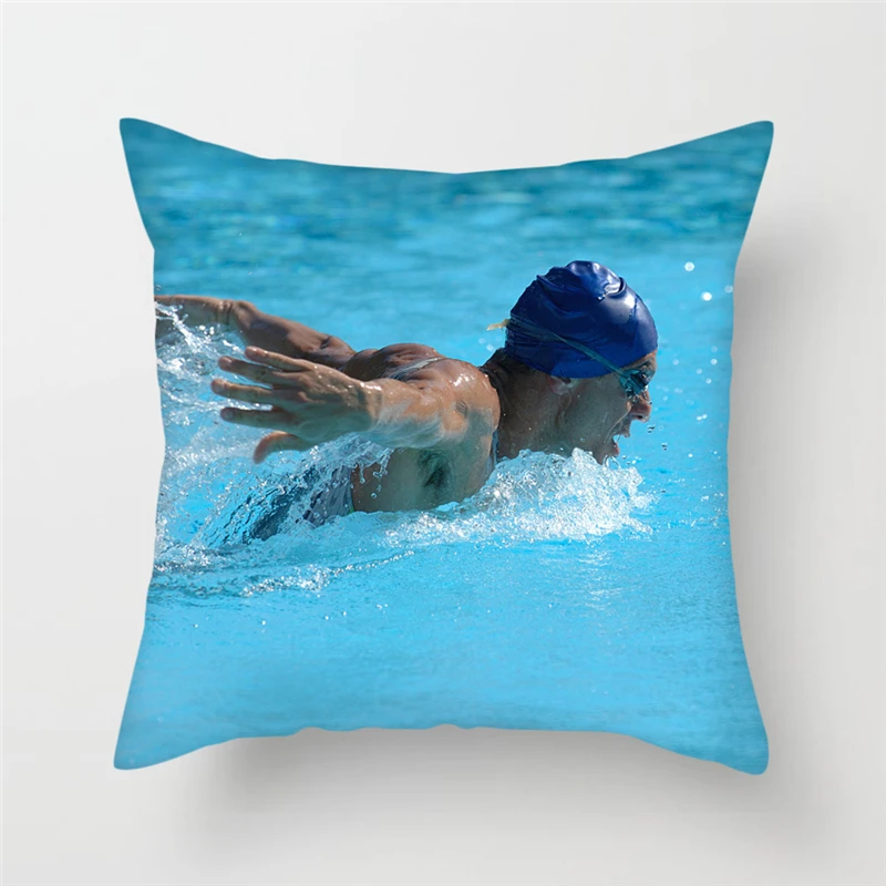 

Fuwatacchi Swimming Sports Cushion Cover Breaststrock Printed Pillow Cover for Home Sofa Decoration Houseware Square Pillowcase