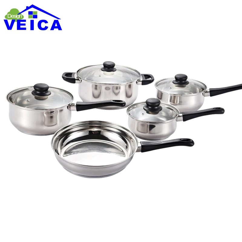 

2019 New High-grade Stainless Steel 5 Peices Cooking Pots With Frying Pan Stainless Steel Pot Hot Pot And Pans Cookware Set