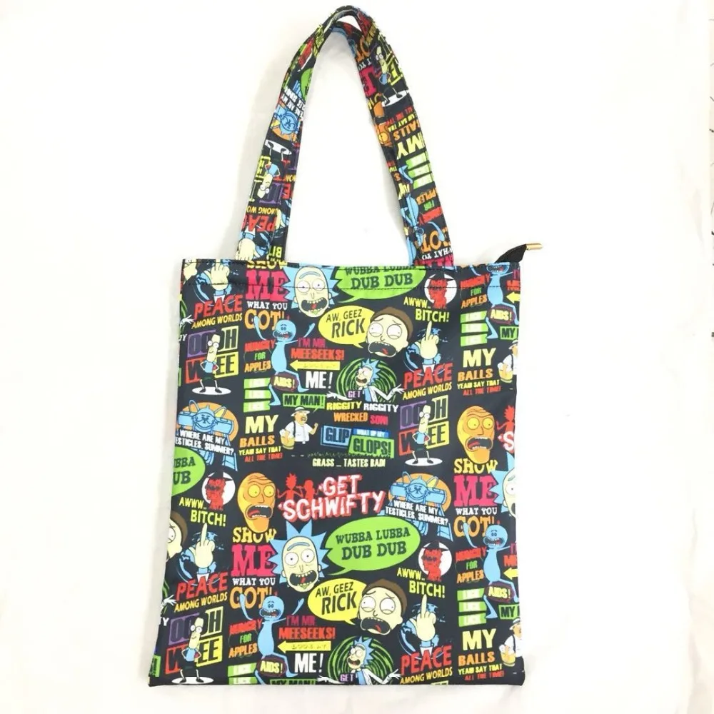

Novelty Cartoon Women Canvas Shopping Bag Cute Cartoon Anime Rick and Morty Totes Gifts Kids Boy Girl Shopper Organizer Handbags
