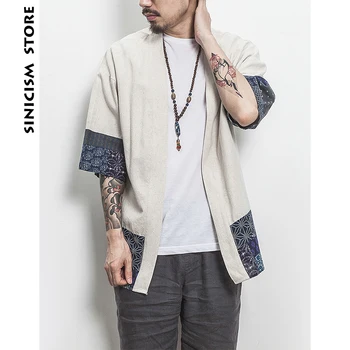

Sinicism Kimono Shirt Men Chinese Streetwear Vintage Kimono Shirt Men Linen Kimono Cardigan Men Shirt Plus Size 5XL 2020