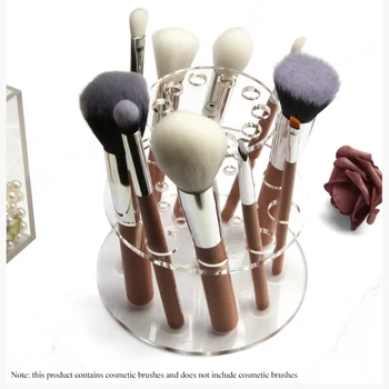 

2019 New Hot 20 Hole Acrylic Double-layer Round Makeup Display Drying Rack 13*13cm Professional Makeup brush holder