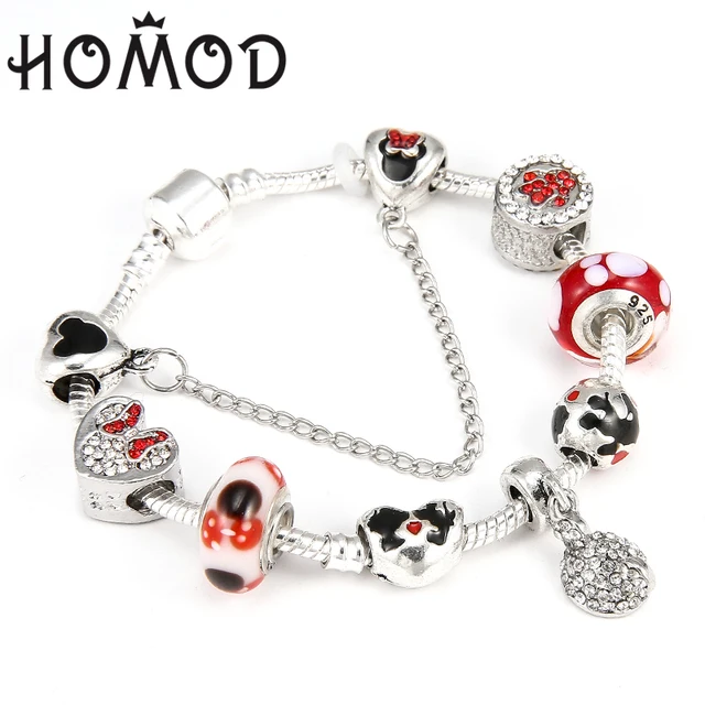 D Animal Mickey Charm Bracelets Bangle For Women Fashion D Animal Mickey Charm Bracelets Bangle For Women Fashion Original Diy Red Minnie Mouse Pan