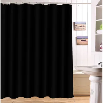 

LB Solid Black 180*180 Waterproof Shower Curtains Polyester Style Bathroom Curtain Screens Fabric for Girl Bathtub Home Decor