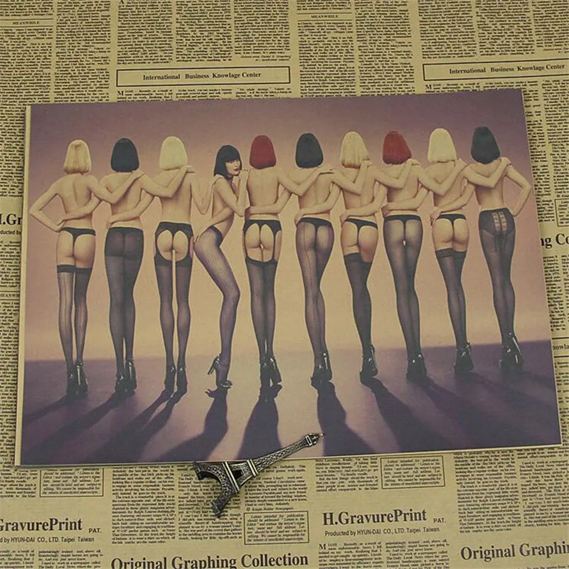 

Kraftpaper vintage retro Sexy girl poster Bar Decoration Wall Decal 42x30 cm
