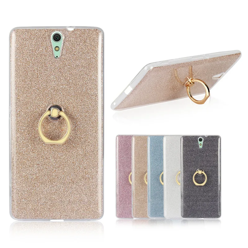 

For Sony C5 Ultra Dual Case Shiny Glitter Silicone TPU with Rotate Finger Ring Soft Cover Case for Sony Xperia C5 Ultra E5533