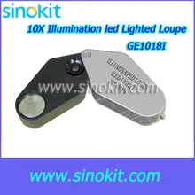 Светодиодный Ligted источник для улучшенного осмотра 10x диаметр 18 мм стеклянные ювелирные изделия в виде объектива лупа-GE1018I