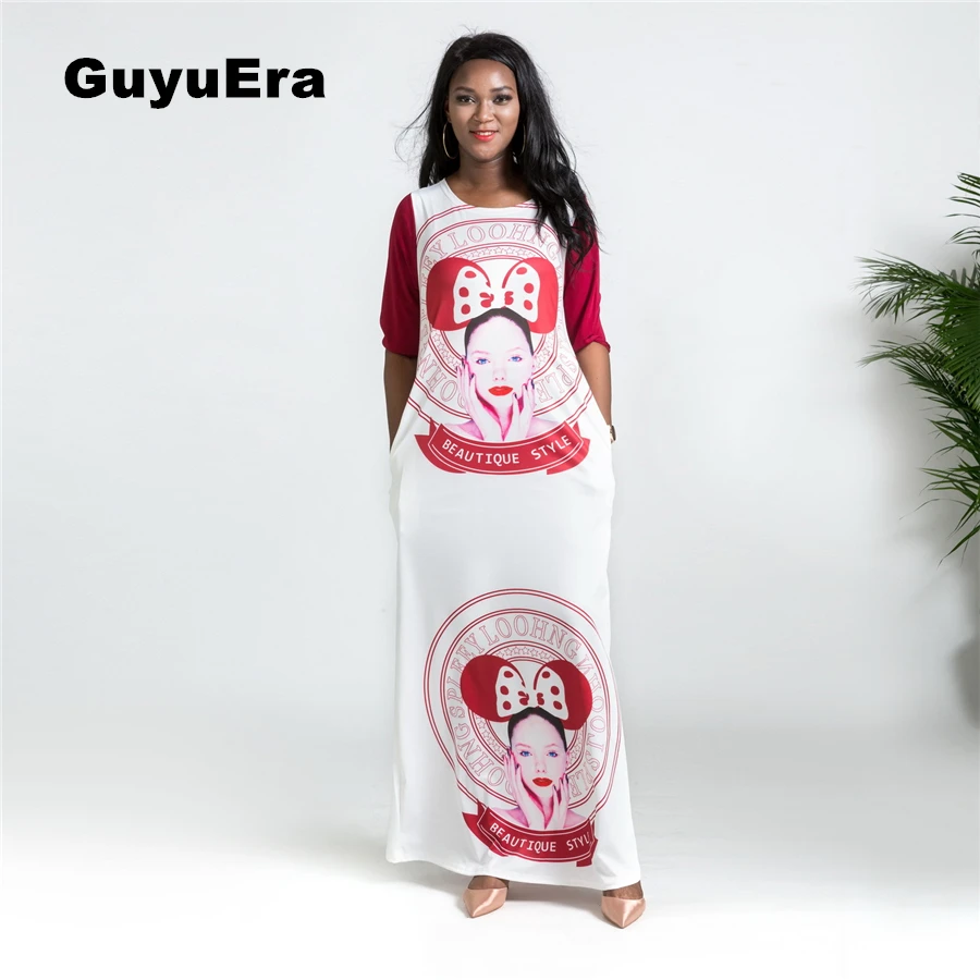

GuyuEra Hot sale Africa dress for women Sexy print girl avatar pattern bag hip dress long skirt