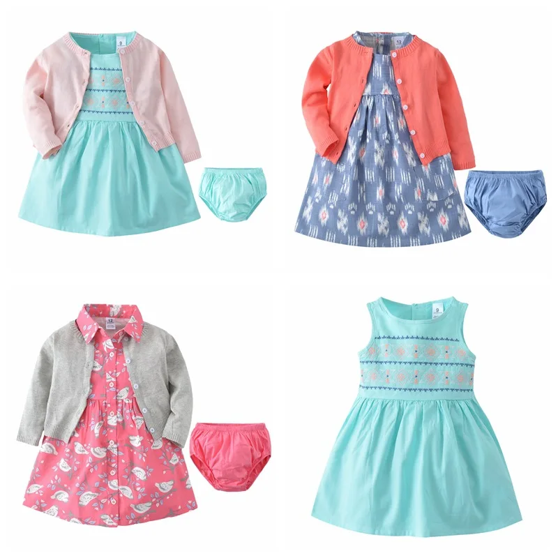 

6M to 24M Clothing Set for Girl Long Sleeve Sweater+Summer Dress+Underpants for Autumn Spring Infant Girl Dress Set