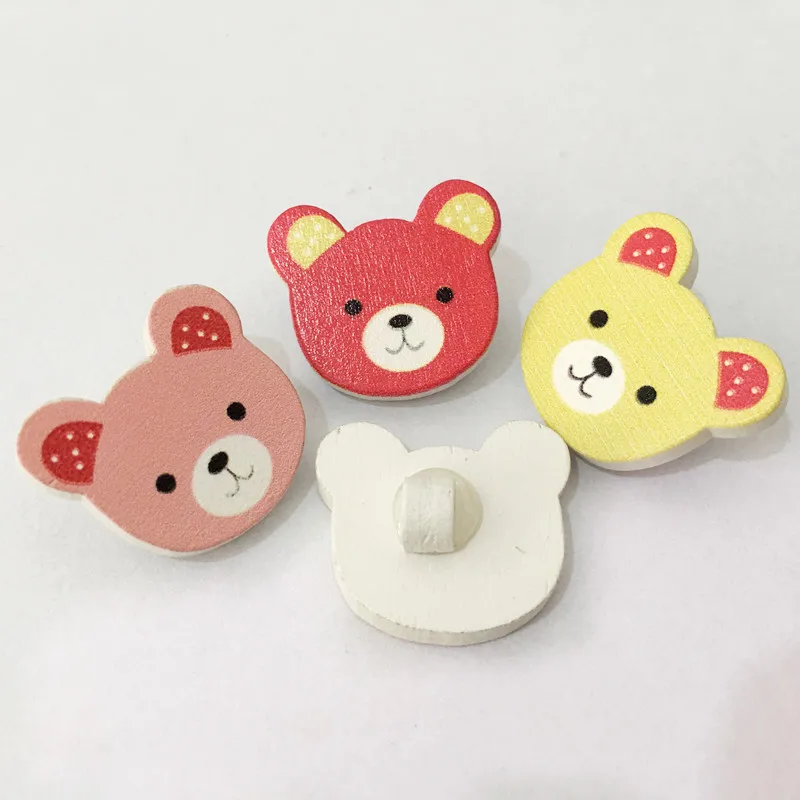 

50pcs/lot 3 Colors Small Bear Style Wood Buttons For Arts Crafts Decorations Collections & Sewings DIY Accessories Wood Buttons