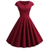 112834-5e8676.jpg Femmes Robe d'été couleur unie rétro Vintage années 50 60 décontracté fête bureau Robe Rockabilly robes robes