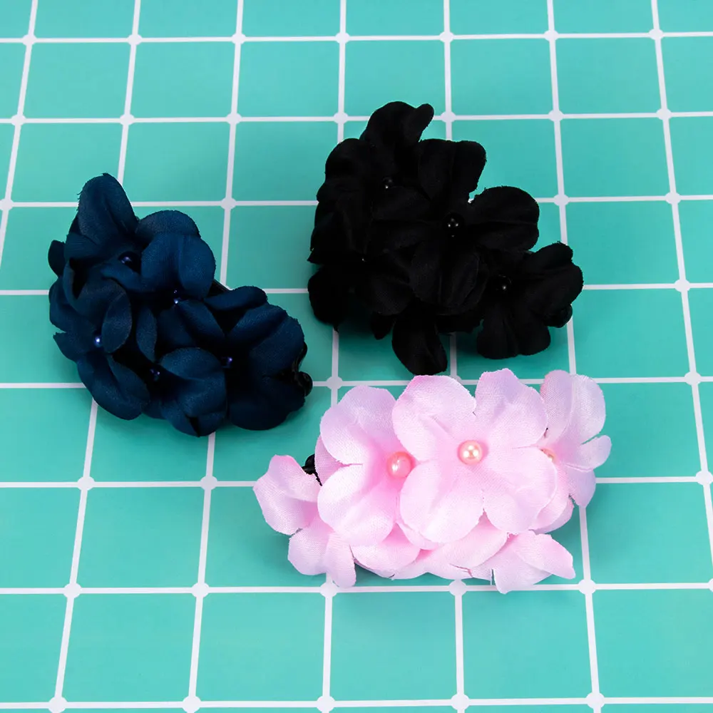 

Hot Selling Fashion New Pink, Black & Navy Blue Beautiful Plastic Headbands for Girls Elegant Cloth Flower Hairclips