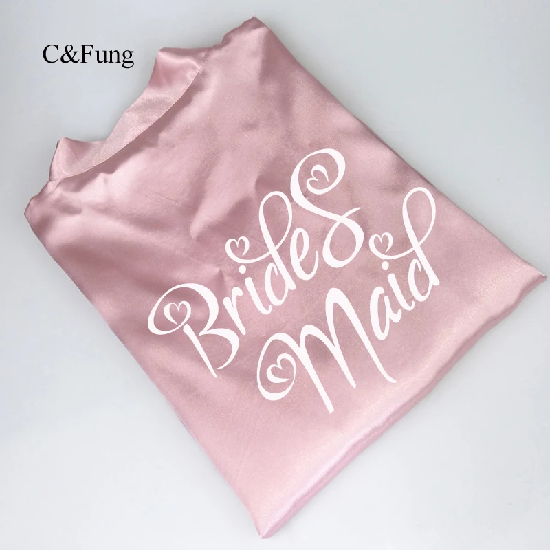 

C&Fung bridal party robe satin silk kimono rose gold bridesmaid wedding gift getting married 2019 best friend bride robes