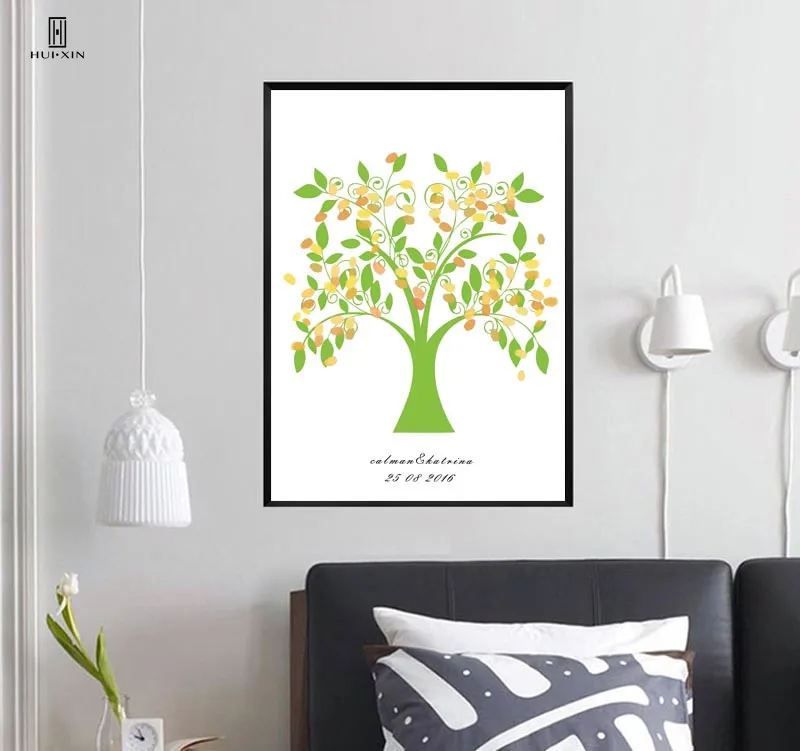 

Best Wishes Birthday Souvenir Gifts Simple Sweet Tree Colorful Leaves Flowers Guestbook Fingerprint DIY HD Signature Party Decor