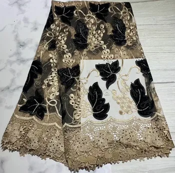 

African french lace fabric embroidered guipure lace fabric with stone velvet lace fabric 5yards nigerian lace fabrics ZQ-A120