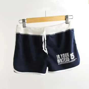 

YSDNCHI Women Cotton Shorts Summer Casual Printed Plus Size Letters Print Female Active Black Drawstring Fitness Short