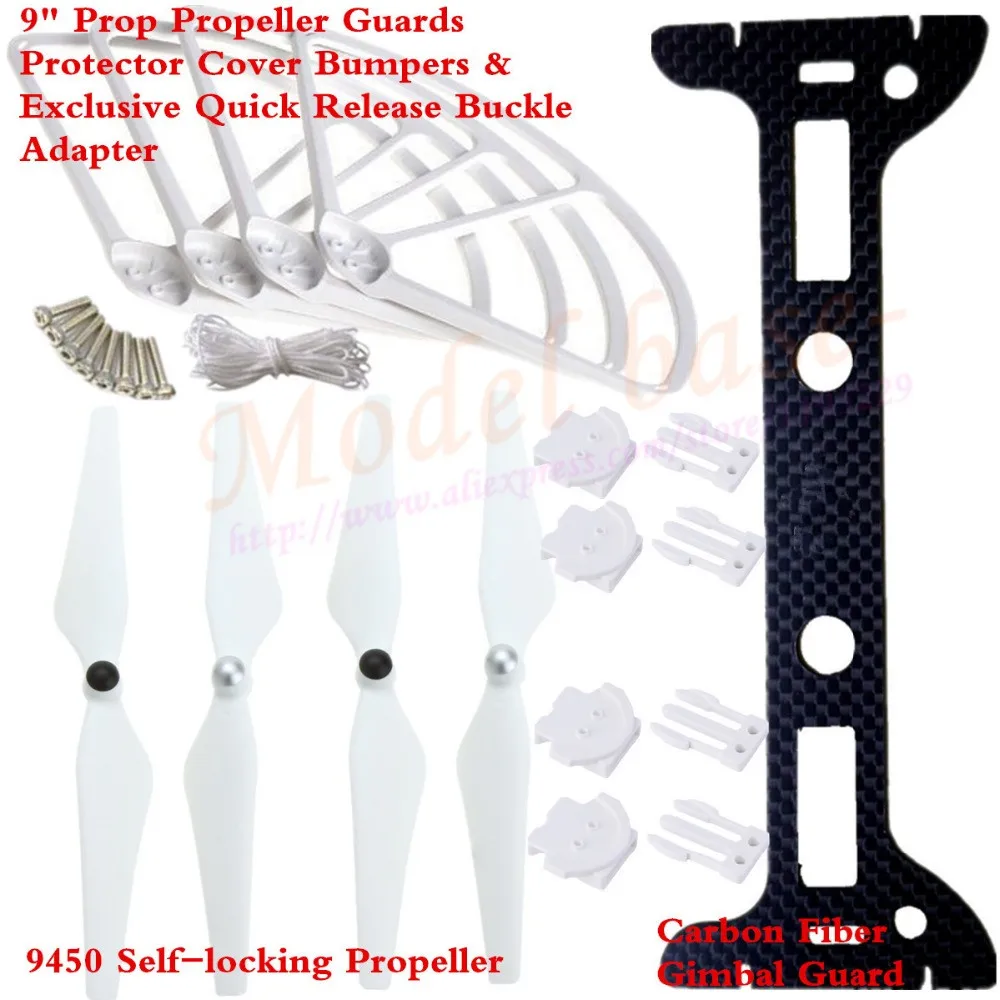 9" Propeller Guards Protector Cover Bumpers+Adapter+9450 Self locking Propeller+Carbon Fiber