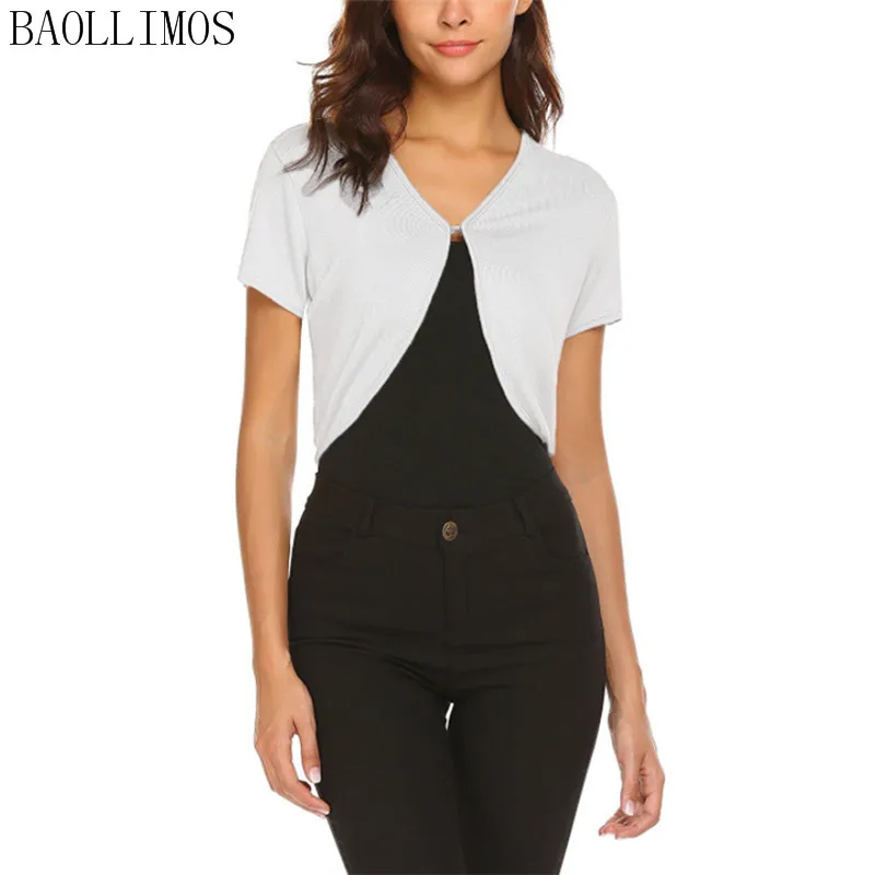 2019 جديد الأساسية معاطف امرأة قصيرة الأكمام بلون قصيرة البلوزات سترة سترة أنيقة تحمل شعار لعبة البيسبول عارضة الحياكة أبلى