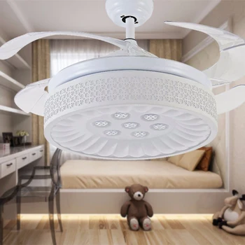 

Snow White Hidden Blades Led Ceiling Fan Light Y4213 Ceiling Fan With Light