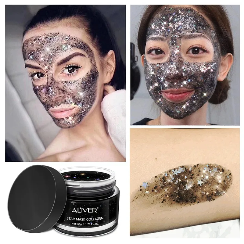 

Star Glitter Mask Starry Night Gold Moisturizing Glitter Peel off Black Facial Mask From Black Dots Korean Face Mask