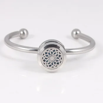 

Flower of Life (20mm) with 18mm Snap Button Stainless Steel Bangle Aromatherapy / Essential Oils Diffuser Locket Bracelet 6pcs