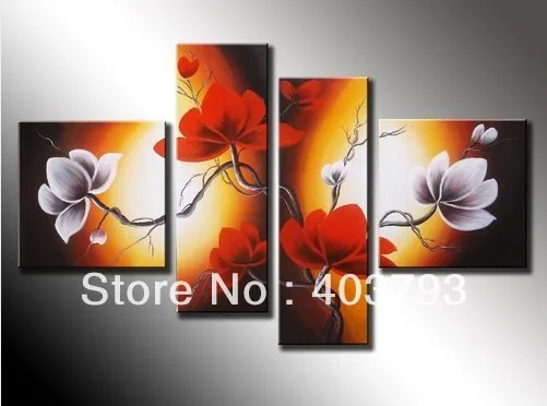 

MODERN ABSTRACT HUGE WALL ART OIL PAINTING ON CANVAS elegant red white flower free shipping