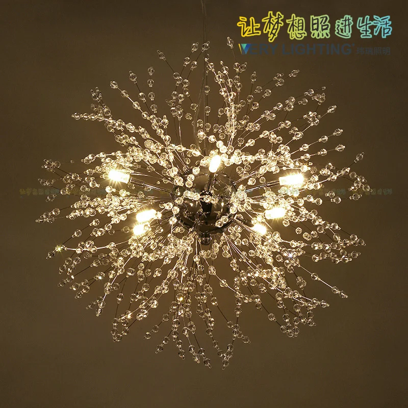 

Modern personality living room and bedroom restaurant LED crystal chandelier clothing store dandelion ball