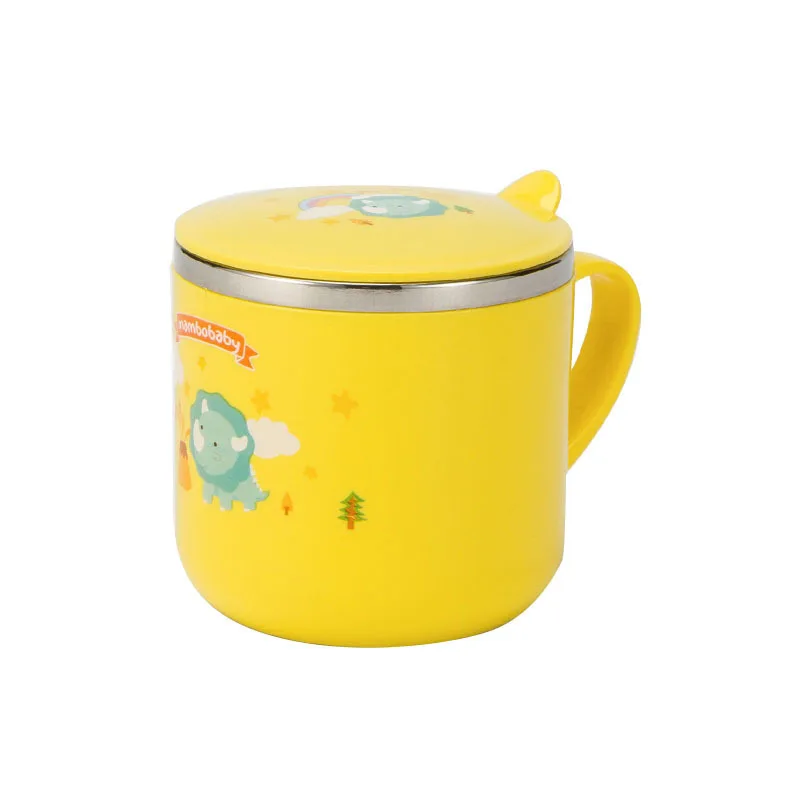 Мультфильм Baby Cup чайник дети учатся кормления Бутылка питьевой воды с ручкой мультфильма 300 мл Обложка Дети обучение чашки - Цвет: Yellow