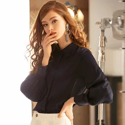 Blusas Mujer de Moda 2019 Blusas Sólidas Elegantes para Mujeres Camisa de Manga Larga con Cuello Caído Blusas de Oficina de Negocios Formales Blusas Mujer de Moda 2019 Blusas Sólidas Elegantes para Mujeres Camisa de Manga Larga con Cuello Caído Blusas de Oficina de Negocios Formales